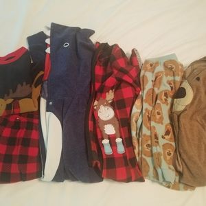 Boys kids 4t fleece pajamas zip footies shark bear